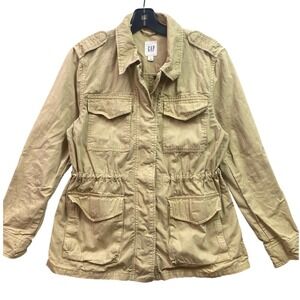 GAP Jacket Womens Small Tan Lightweight Utility‎ Drawstring Waist